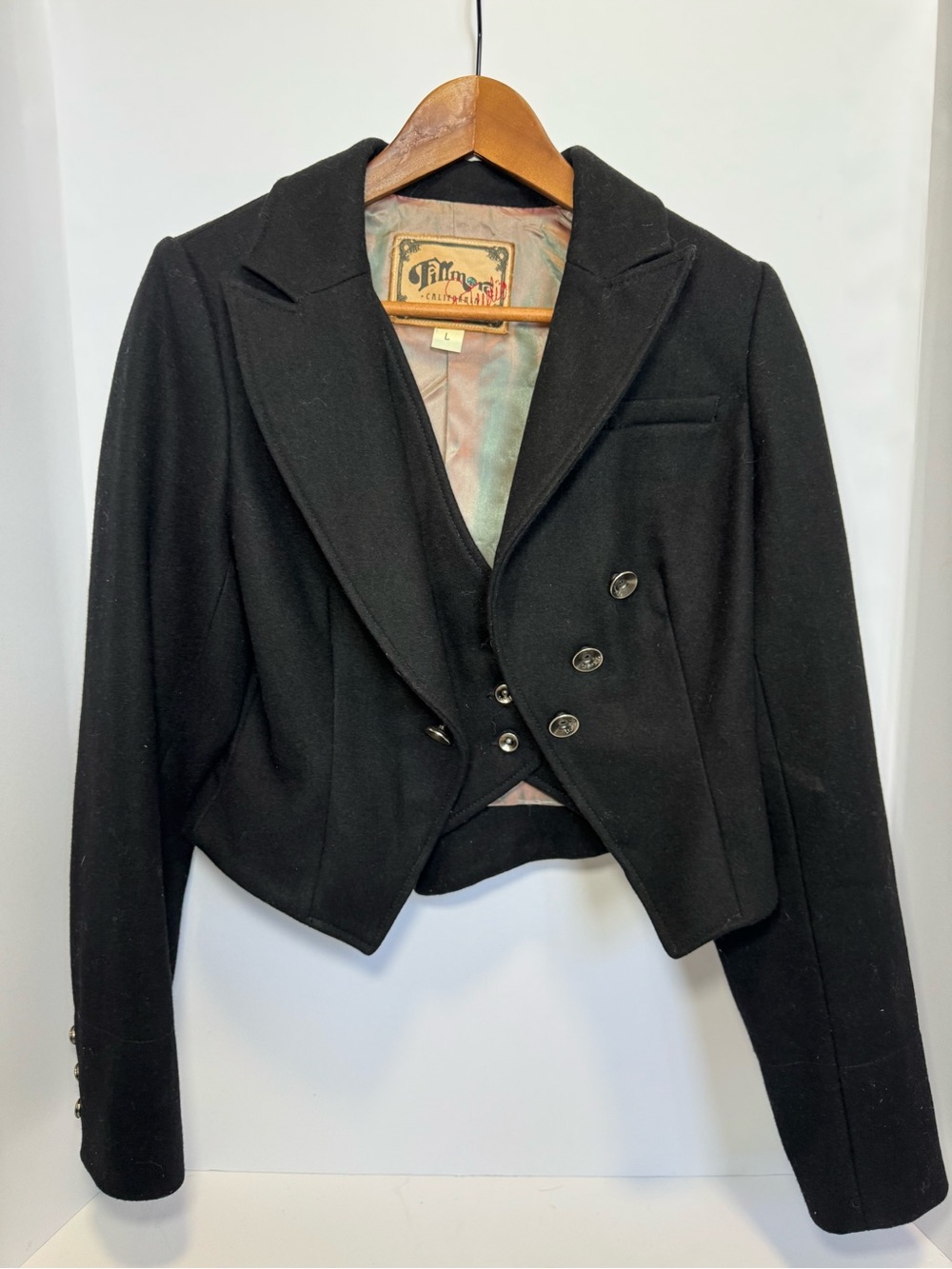 Stunning vintage Fillmore Studio California Cropped Military Blazer Jacket large
